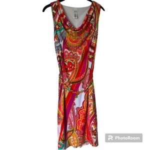 Cache paisley print belted stretch shift dress size small new without tags